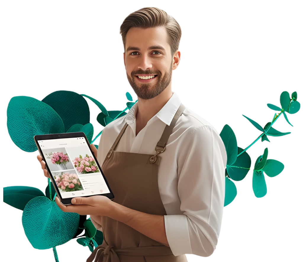 Florist selling bouquets