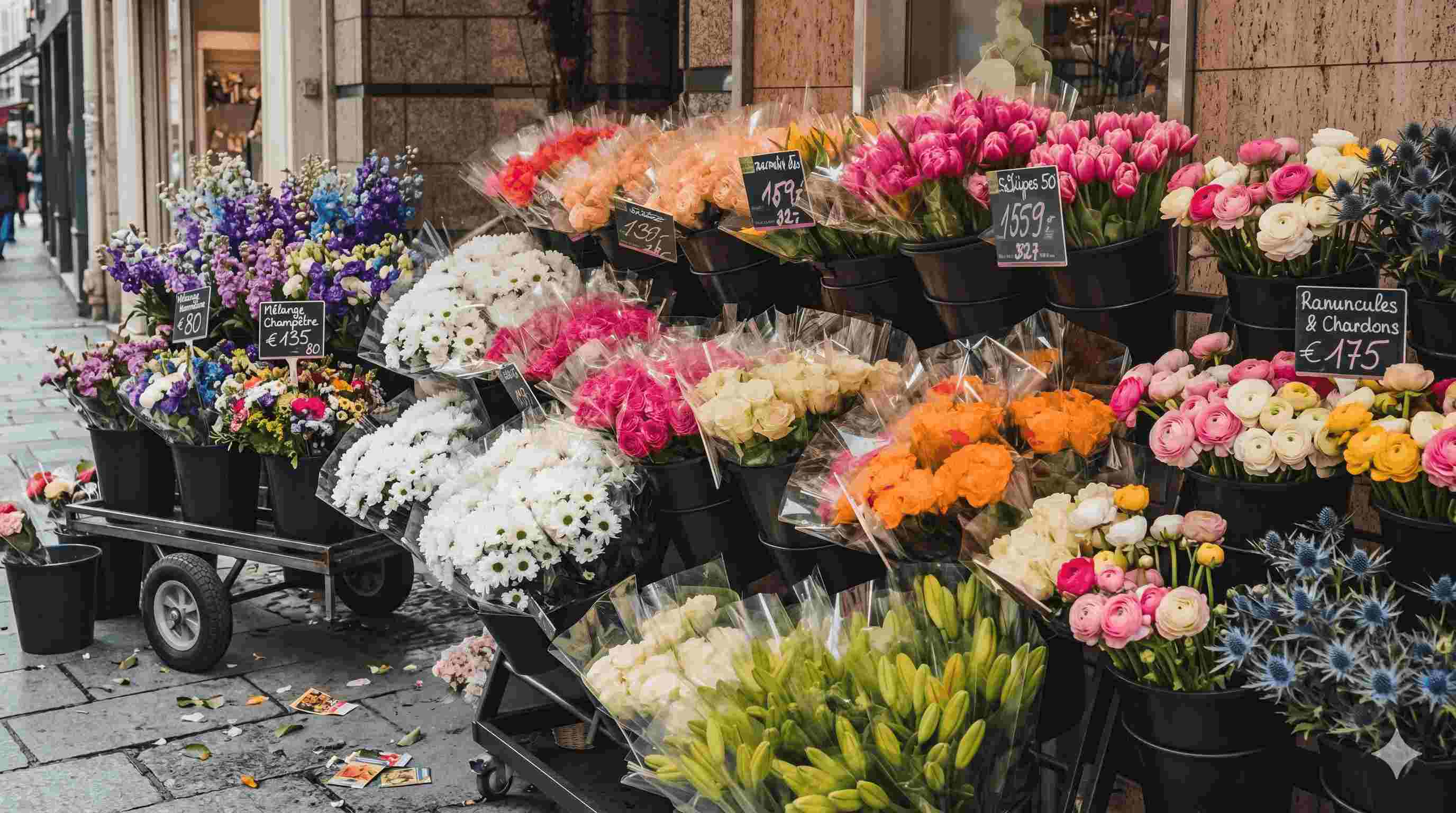 Florist arranging flowers