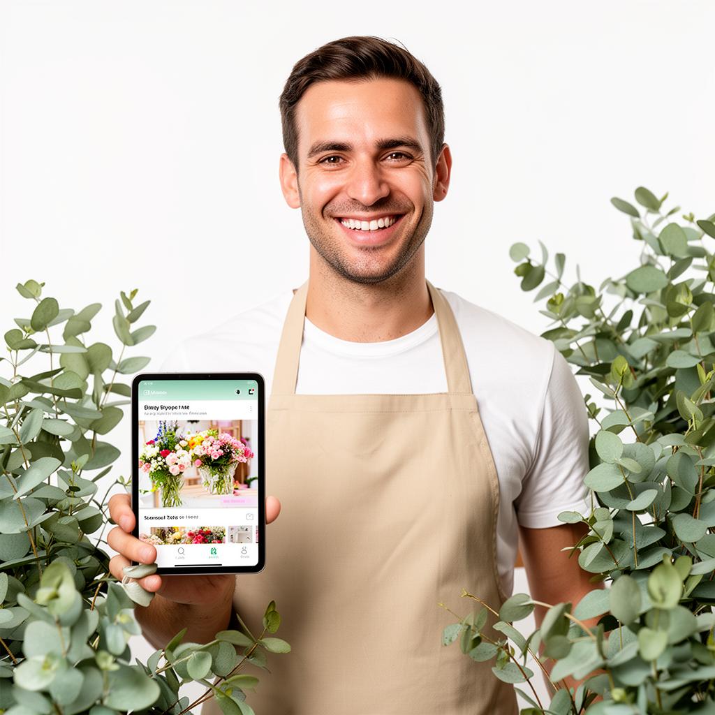 Florist selling bouquets